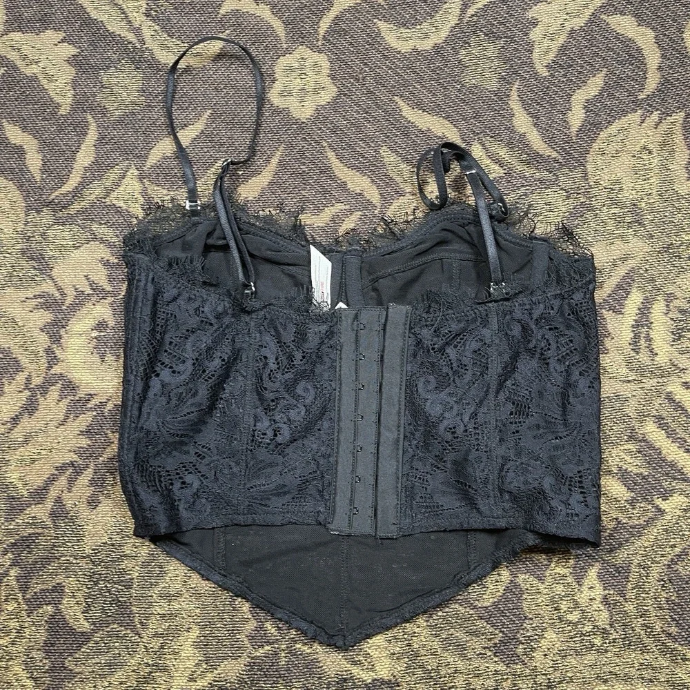 Intimately Free People Lace Corset Top Women XS Boned Underwire Black FP82422